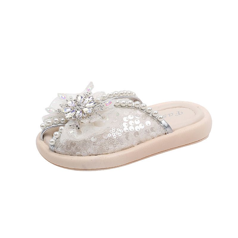 Chaussures pour enfants, pantoufles en forme de bouche de poisson, nœud d'été, chaussures de princesse à strass, sandales_voghion.com