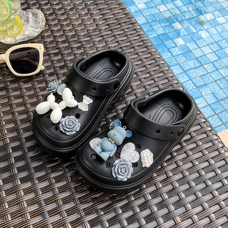 Buty z dziurami dla dzieci do noszenia latem Nowe grube podeszwy DWM Uniwersalne, śliczne, plażowe buty z kartami Dwustronne sandały_voghion.com