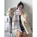 Sciarpa oversize da donna in mohair spesso e scozzese, calda e versatile, stile autunno-inverno, stile coreano_voghion.com