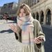 Color-Block Long Shawl Women's Colorful Mohair Scarf_voghion.com