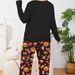 Plus-Size Halloween Pajama Set For Women – Short-Sleeve Round Neck & Lounge Pants (Breathable Milk Silk Blend, Mid-Weight, 1XL-5XL)_voghion.com