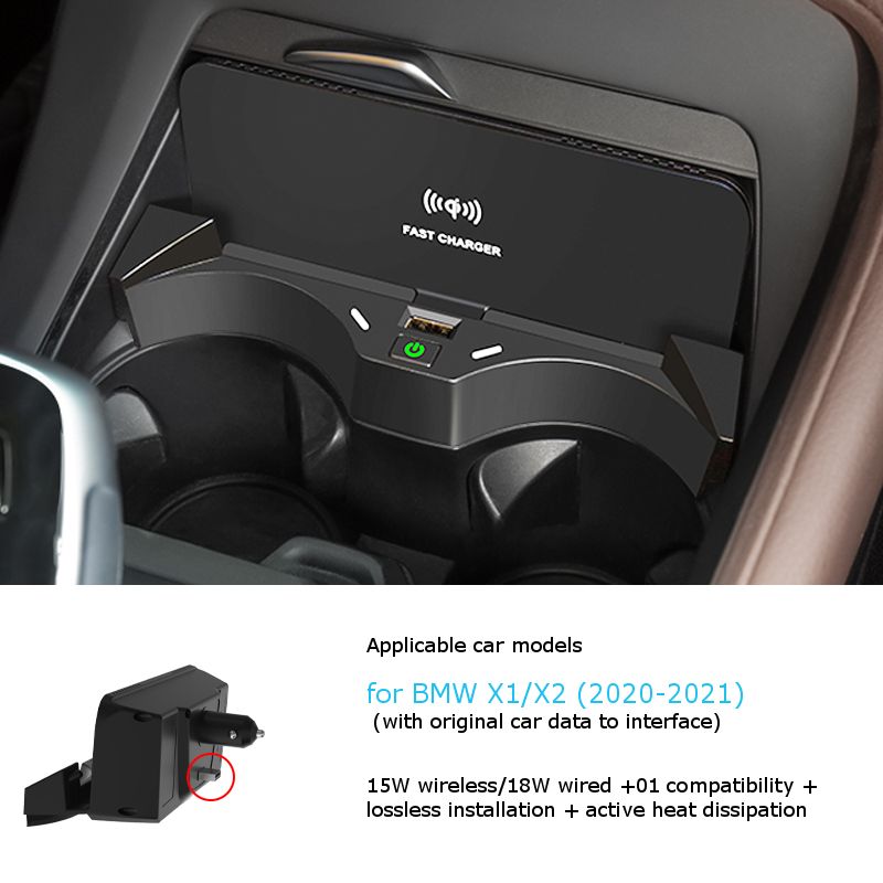 15 W Qi bezvadu uzlāde priekš BM W X1/X2 2016-2019 2020-2023 Tālruņa lādētājs Indukcijas mobilais turētājs automašīnas salona piederumi_voghion.com