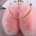 Plush bag women's crossbody portable Princess bag  fur Plush Bag New chain bag all-match rabbit ears bag_voghion.com