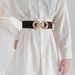 Unisex Elastic Belt Women's Geometric Metal Buckle Stylish Waist Wrap Black Embellished Dress_voghion.com