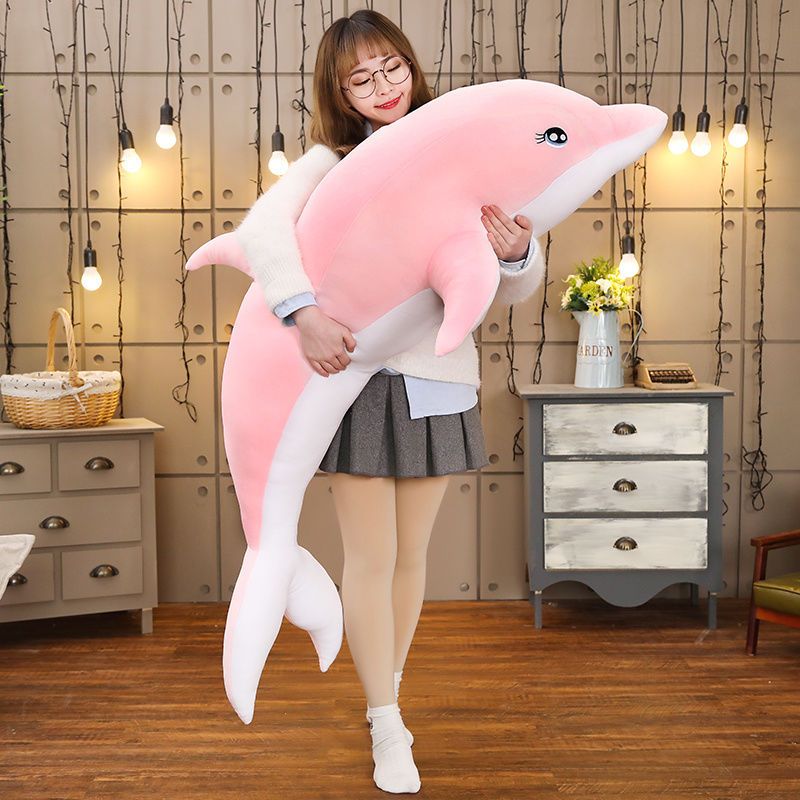 Dolphin Plush Toy, Cloth Cute Sleeping Pillow Oversized Bed Doll, Girl's Birthday Gift_voghion.com