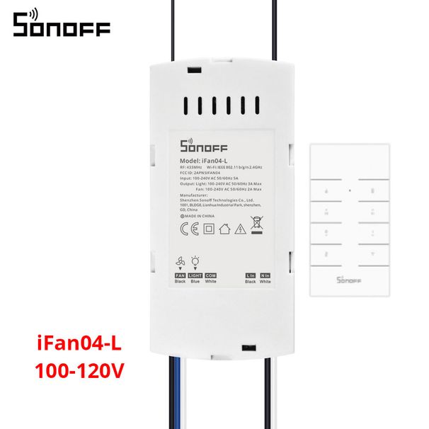 SONOFF iFan04-L WiFi Controller per ventole e luci da soffitto 100-120 V eWek APP/433 MHz RF Telecomando Smart Home Funziona con Alexa_voghion.com