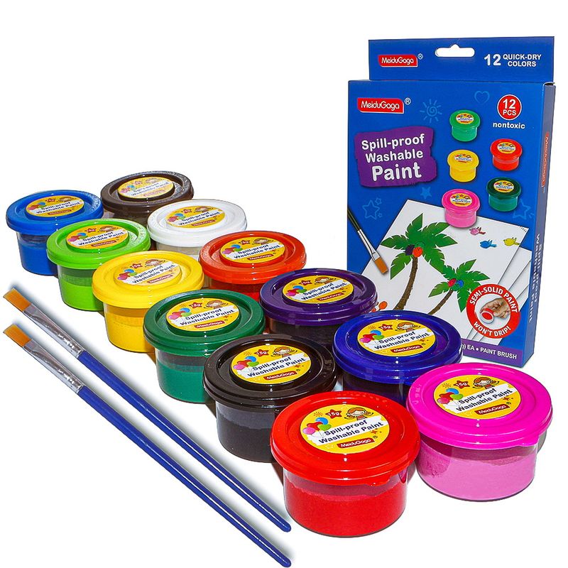 Abwaschbares, ungiftiges Aquarellfarben-Set mit 12 Farben für Kinder – sicheres und sauberes Künstlerzubehör zum Zeichnen, Malen und Basteln_voghion.com