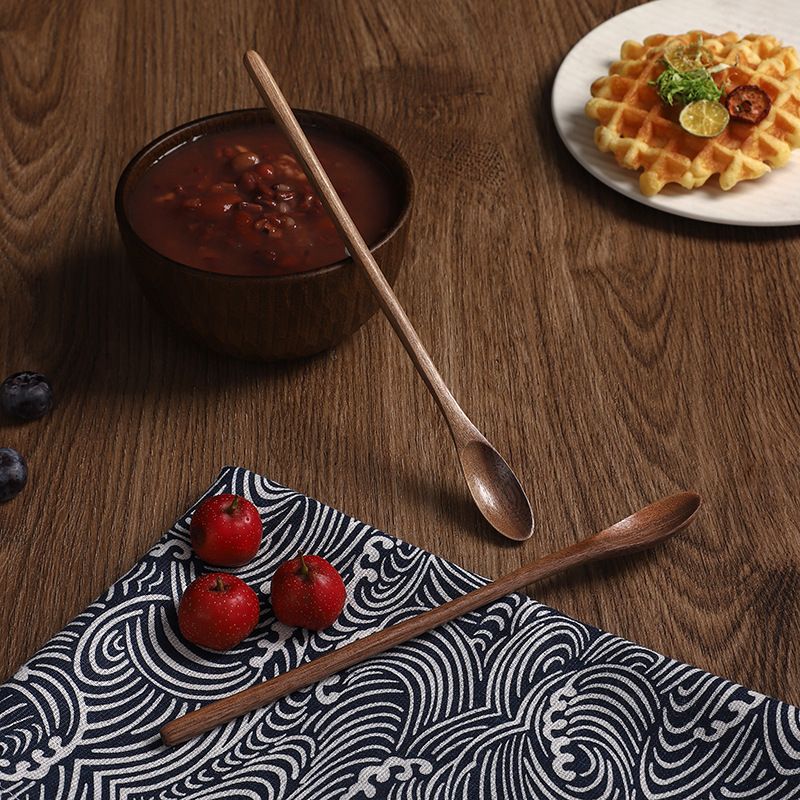 Long Handle Creative Spoon 20*2CM Black Walnut Honey Stirring Spoon Wooden Spoon_voghion.com