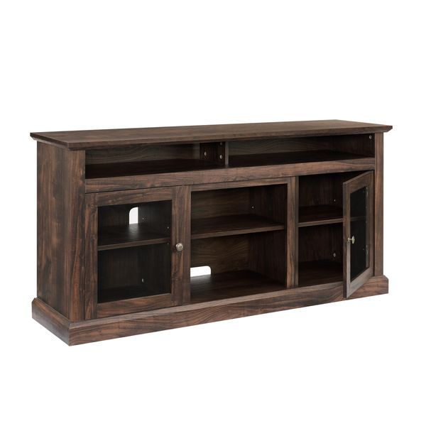 Contemporary TV Media Stand Modern Entertainment Console For TV Up To 65' With Open And Closed Storage Space, Brown, 60'W*15.75'D*29'H_voghion.com