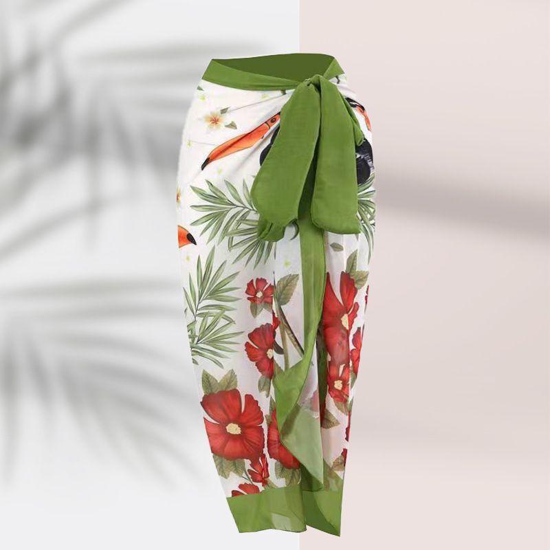 Damkläder Retro Flygande Fågel Mönstrad Baddräkt Ny Liten Fräsch Strandklänning Tvådelad Baddräkt För Damer_voghion.com