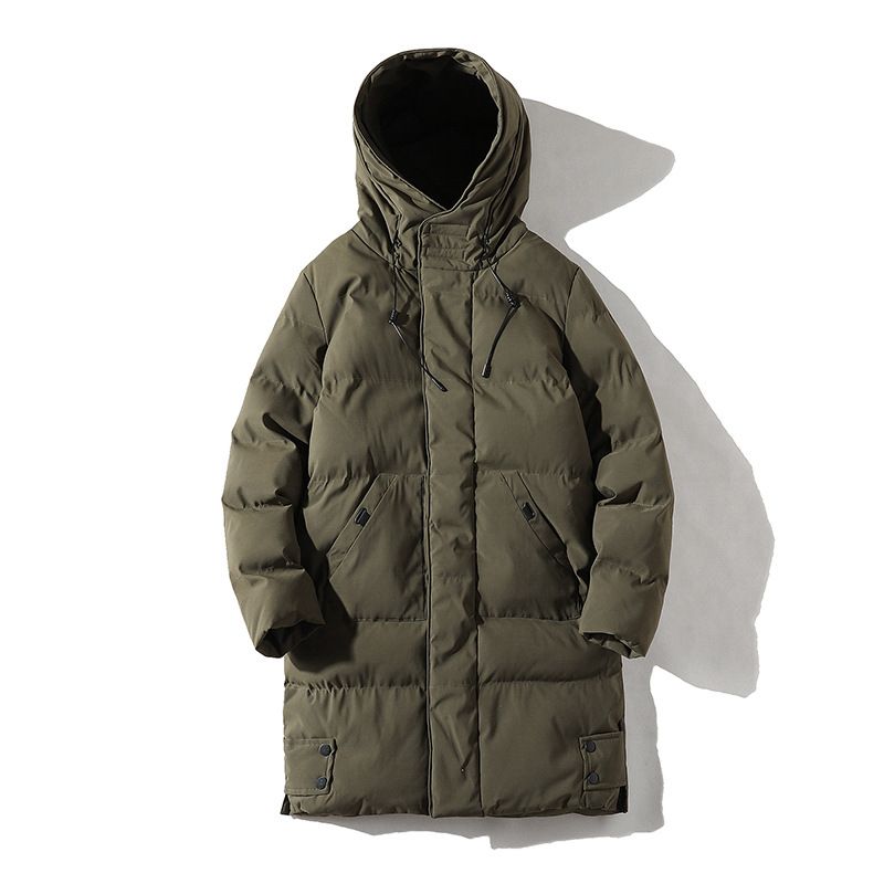 Men's Winter Long Down Jacket With Hood, Thickened Polyester Coat For Cold Weather, Plus Size Available From M To 8XL, Black/Grey/Green_voghion.com