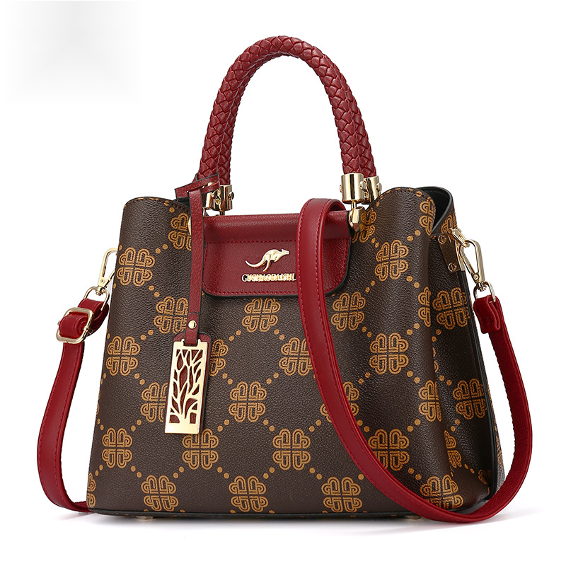 Borsa a secchiello color rosso vino invecchiato, di alta qualità e di nicchia per donne di mezza età, nuova borsa da donna._voghion.com