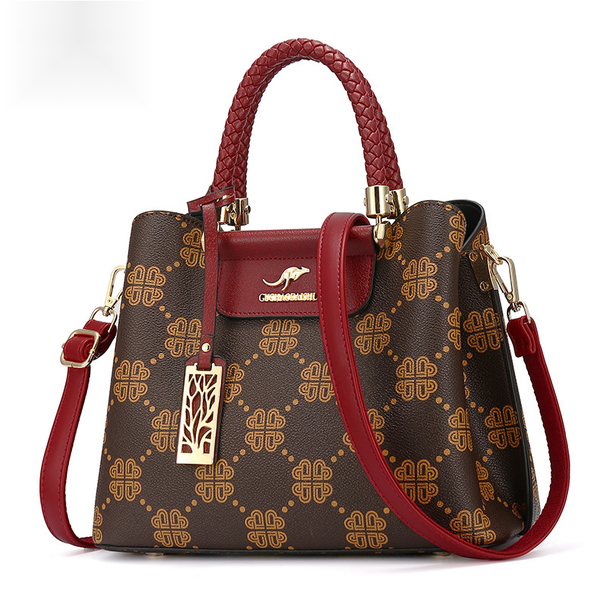 Borsa a secchiello color rosso vino invecchiato, di alta qualità e di nicchia per donne di mezza età, nuova borsa da donna._voghion.com