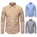 Minimalist Striped Woven Shirt For Men - Slim Fit Casual Button-Up With Subtle Texture (S-2xl, Polyester, All-Season Wear)_voghion.com