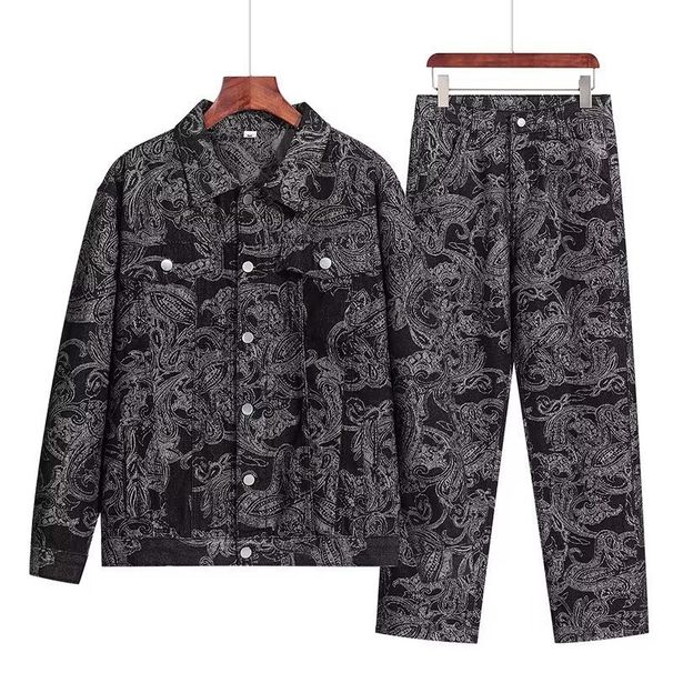 Vīriešu apģērbs Vecs retro mazgāts džinsa uzvalks brīvs jaka mētelis ikdienas divdaļīgs uzvalks moderns_voghion.com