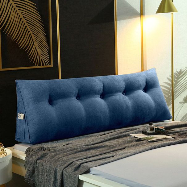 SOGA 100cm Blue Triangular Wedge Bed Pillow Headboard_voghion.com