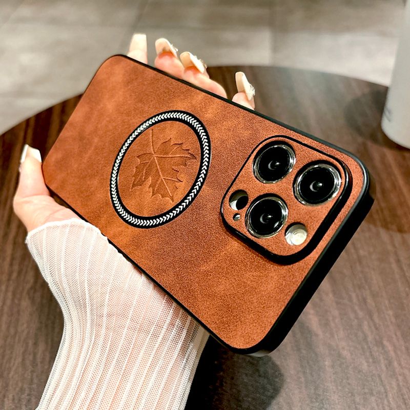 Retro Ledertasche für Magsafe Wireless Charging für iPhone 16 15 14 13 12 11 Pro Max Plus 15Pro 14Pro 13Pro 16Pro Magnetabdeckung_voghion.com