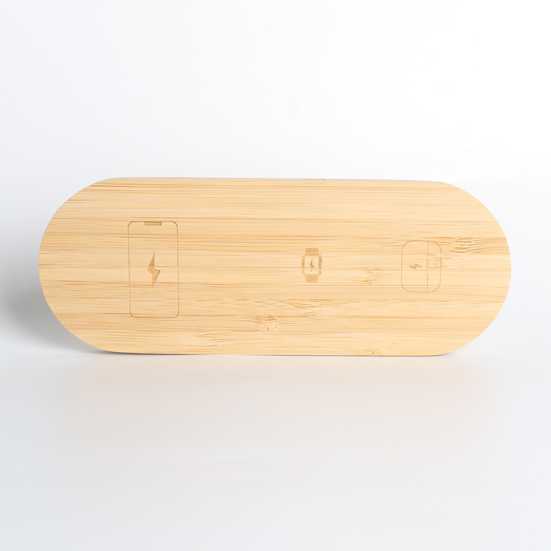 Bamboo and wood three-in-one wireless charger is suitable for Apple mobile phone headset iwatch watch multi-function wireless charging_voghion.com