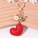 Portachiavi in pelle a forma di cuore, nuovo e grazioso ciondolo a forma di cuore di pesca imbottito in cotone, decorazione per borsa a forma di ape e fiore, piccolo_voghion.com