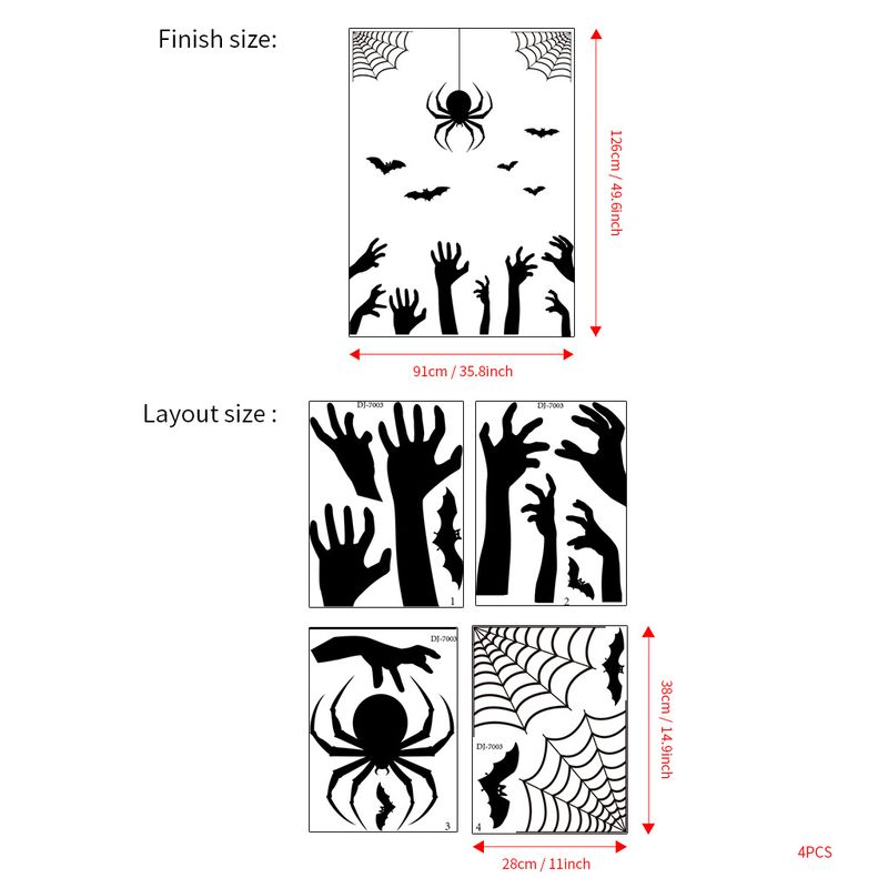 Auff electrostatic sticker devil water spider web decoration DJ7003 customized black horror Halloween_voghion.com