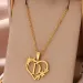 Collana con ciondolo a forma di cuore con lettere dalla A alla Z in acciaio inossidabile, placcata in oro vero, gioielli classici_voghion.com