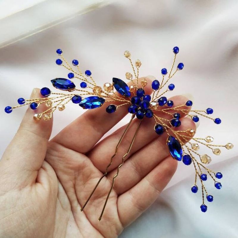 Épingle à cheveux en cristal vert émeraude, transfrontalière européenne et américaine, coiffure de mariée en forme de U faite à la main, vente directe d'usine_voghion.com