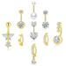 Set di 9 pezzi con anello a mezzaluna e farfalla per piercing all'ombelico_voghion.com