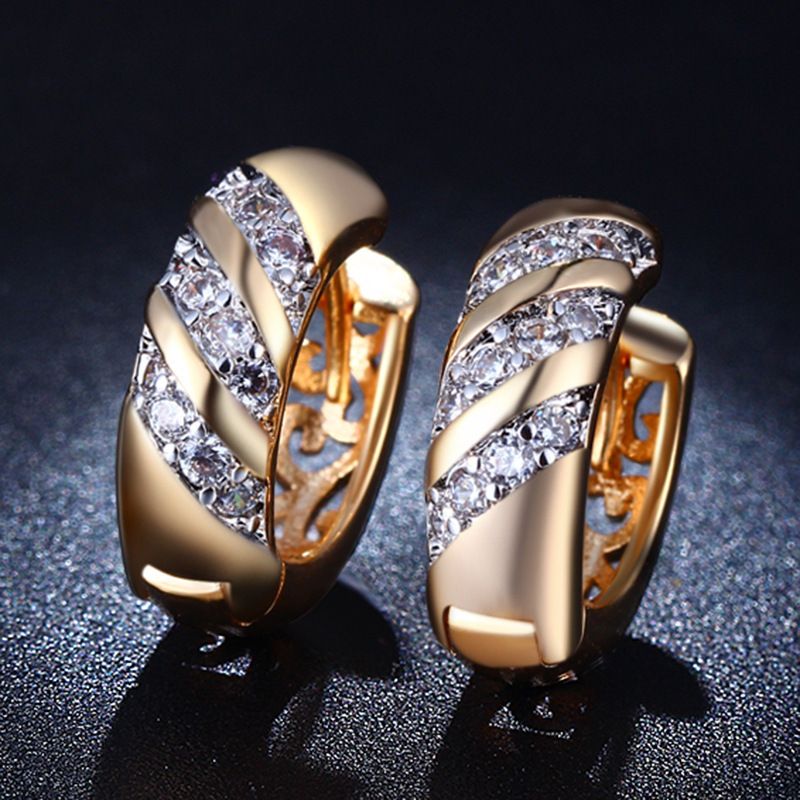 Unisex Jewelry Fashion zircon micro-inlaid gold-plated earringsengagement earrings_voghion.com