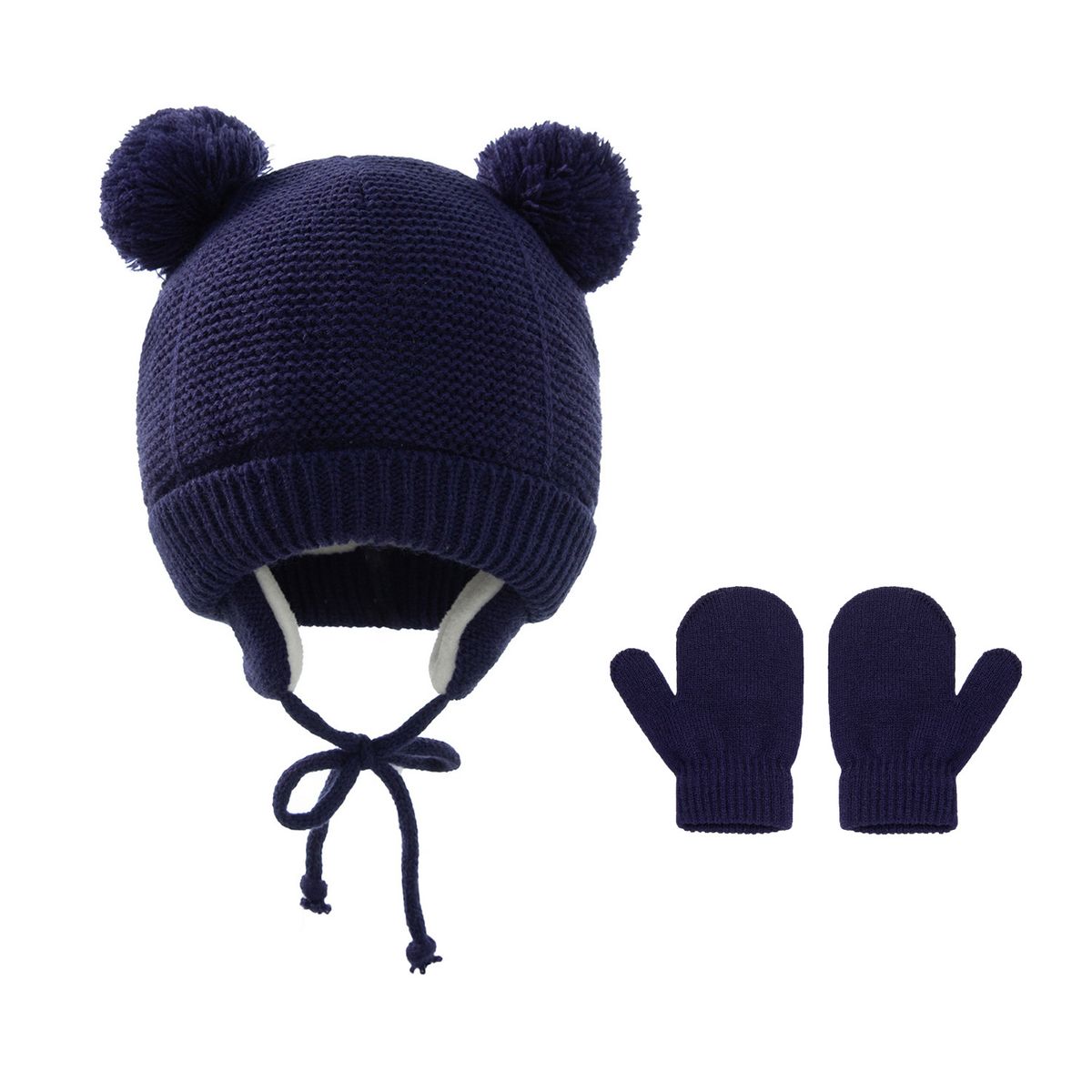 Otroška oblačila Enobarvni komplet tople pletene kape in rokavic za fantke in deklice_voghion.com