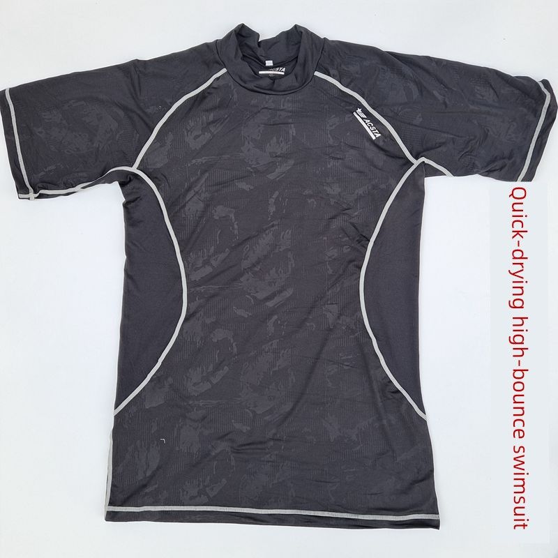 Japanisches Single Polyester Ammoniak Schnelltrocknendes hochelastisches Halbrollkragen-Herren-Laufsport-T-Shirt Sommer dünn_voghion.com