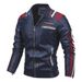 Lederjacke im Motorradstil für Herren, Winterjacke mit Fleecefutter, lässiger und vielseitiger Herrenmantel aus PU-Leder, Stehkragenjacke_voghion.com