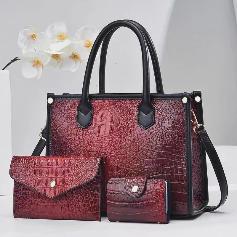 Damentaschen Neue Cross-Border-Umhängetasche mit Krokodilstruktur für Damen, große Kapazität, dreiteilige Mutter-Kind-Tasche_voghion.com