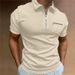 001 2023 Camisa polo de verano para hombre, color sólido, bolsillo, manga corta, cuello vuelto, camiseta informal, corte europeo y americano_voghion.com