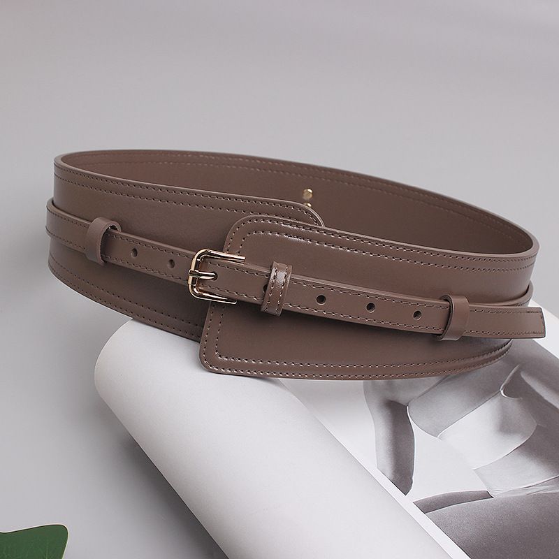Genuine leather girdle wide belt for women, practical decorative skirt, woolen coat, sweater suit, versatile ins style belt_voghion.com