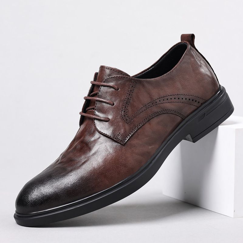 Die erste Schicht aus Schaffell Herren Business Casual Lederschuhe formelle Herren Leder Herrenschuhe spitze einzelne Schuhe_voghion.com