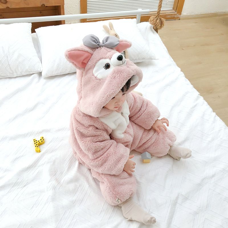 Baby bear onesie children's long section thickened climbing suit boys and girls foreign style romper_voghion.com