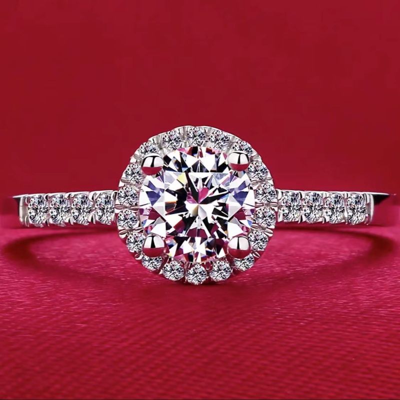Borsa rotonda Mosang Stone per anelli da donna Versione coreana Anello in argento a sei artigli Trasmissione dal vivo_voghion.com