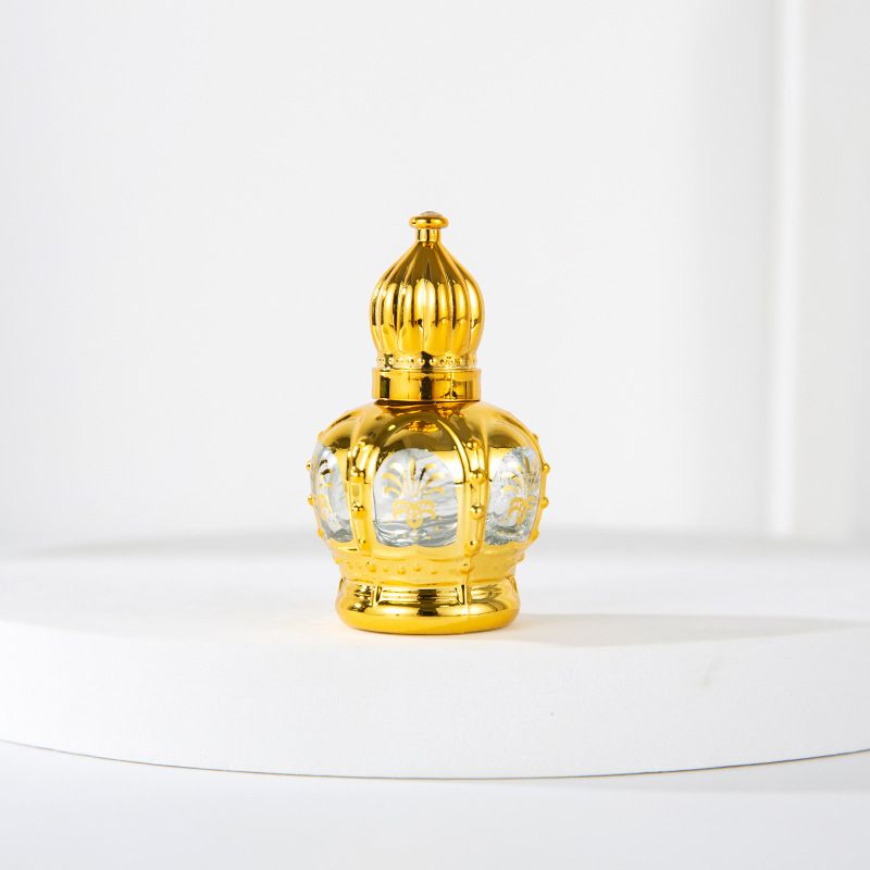 Perfume Accessories Spot 12ML Crown Gold Perfume Bottle Glass Perfume Roller Bottle Gilded Portable Cosmetic Roller Bottle_voghion.com