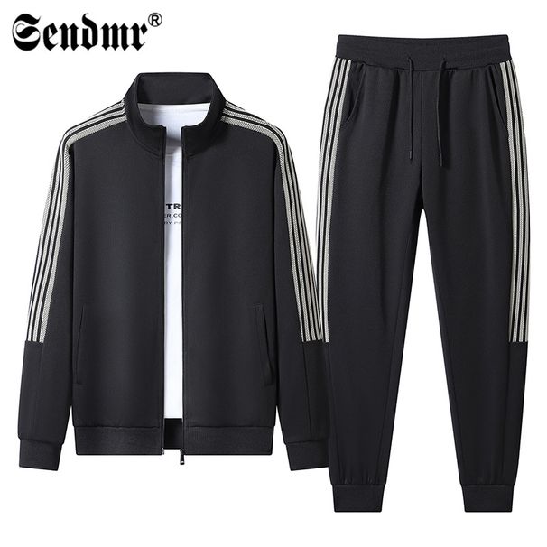 Herren-Trainingsanzug-Set mit Stehkragen – Langarmjacke und schmal zulaufende Jogginghose, locker sitzendes, sportliches Zweiteiler-Outfit für Frühling/Herbst_voghion.com