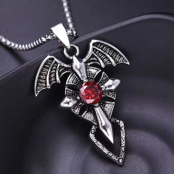 Collana con ciondolo in lega intarsiata con ali da diavolo estive, gioielli alla moda personalizzati per uomo_voghion.com