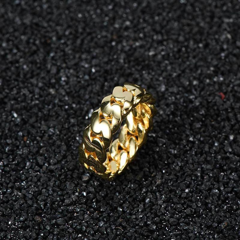 Stainless Steel Cuban Simple Smooth Polished 8mm Chain Ring_voghion.com