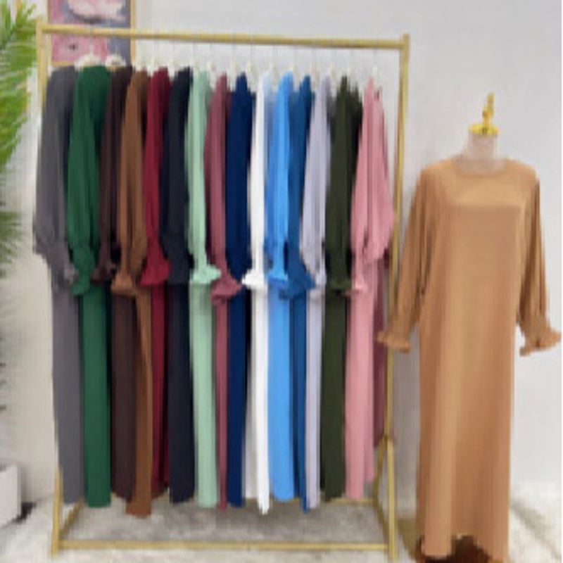 Set di abiti abaya per donne musulmane Verve Dubai Turchia tinta unita_voghion.com