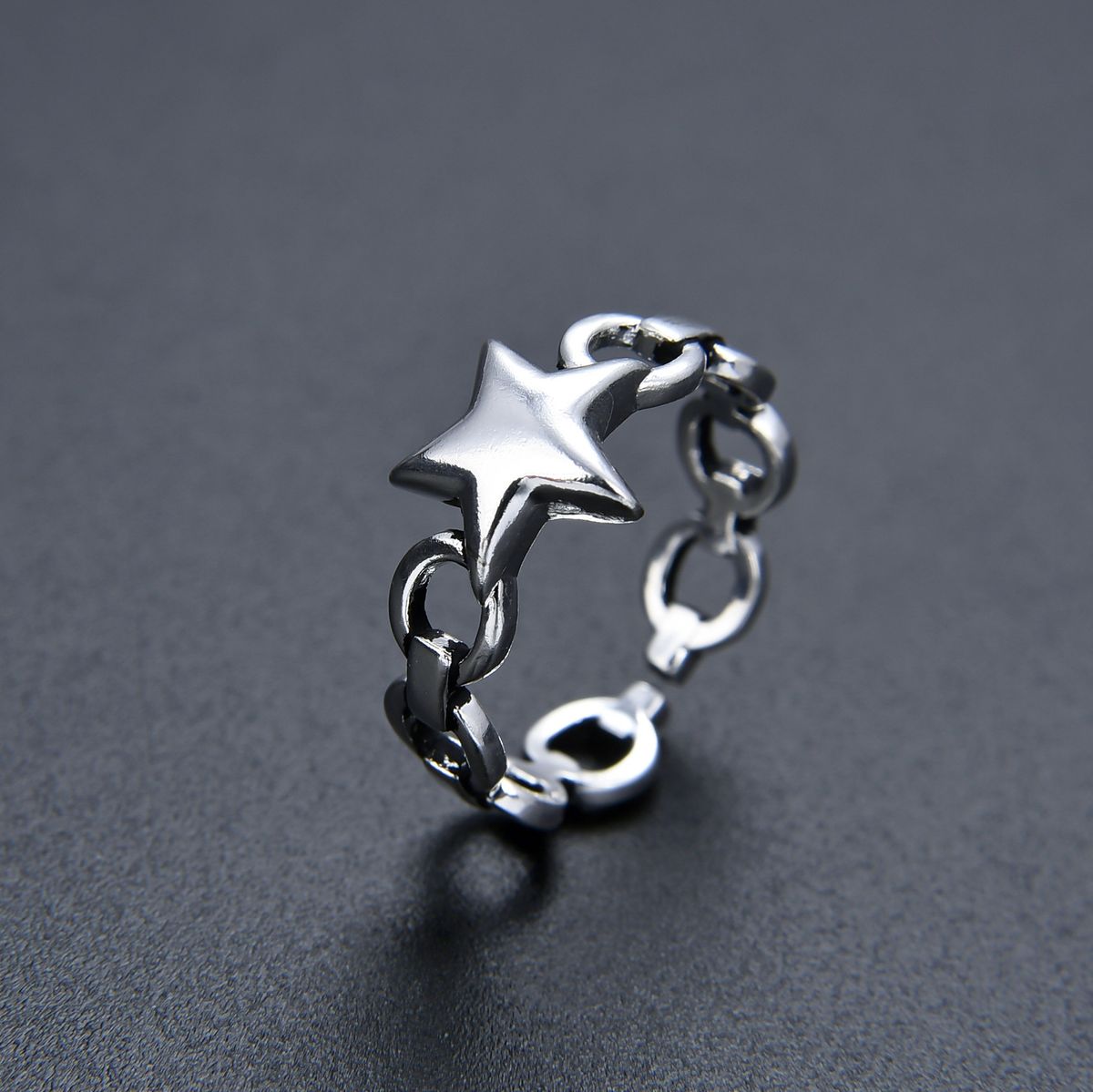 Anello unisex da donna, versione coreana di semplice catena, anello aperto, stile retrò, personalità alla moda, gioielli di celebrità._voghion.com