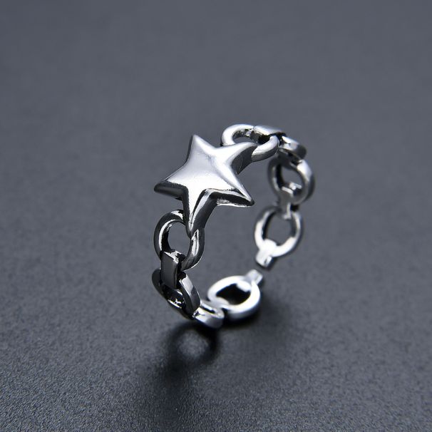 Anello unisex da donna, versione coreana di semplice catena, anello aperto, stile retrò, personalità alla moda, gioielli di celebrità._voghion.com