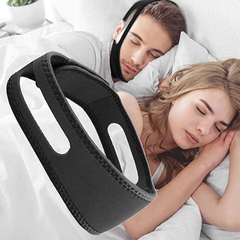 Neoprene Snore Stop Snoring Chin Strap Anti Jaw Solution Sleep Support Apnea Belt Sleeping Care Tools -Black_voghion.com
