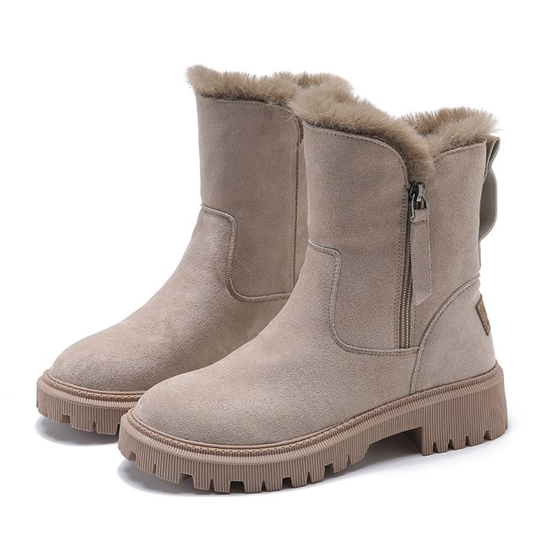MCDV épaississement bottes de neige femmes 2023 hiver chaud créateur de mode plate-forme bottes gladiateur antidérapant court peluche appartements daim_voghion.com