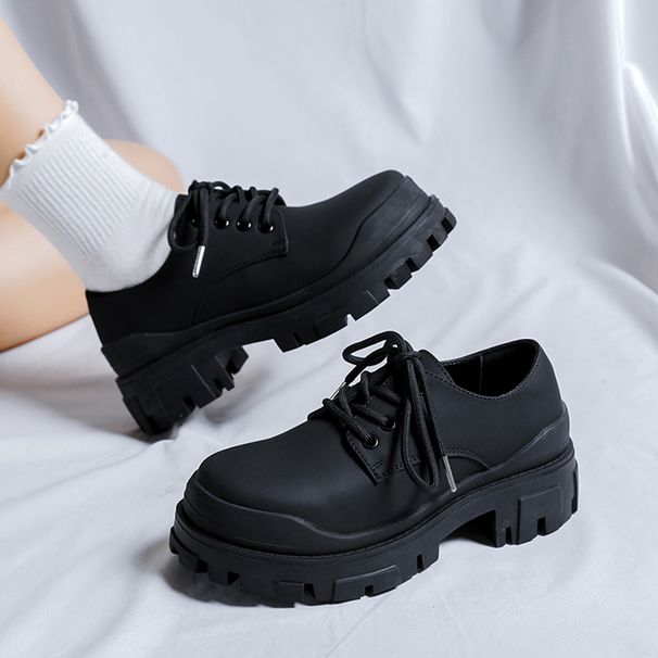 Lederschuhe für Damen und Herren im neuen britischen Stil, Business- und Abendgarderobe, dicke Sohle, extra hoch, schwarz, Freizeitarbeit, großer Kopf_voghion.com