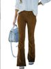 K Women's Pure Color High-waist Slim-fit Flared Pants With Elastic Waist; Casual Pants. No Bag_voghion.com