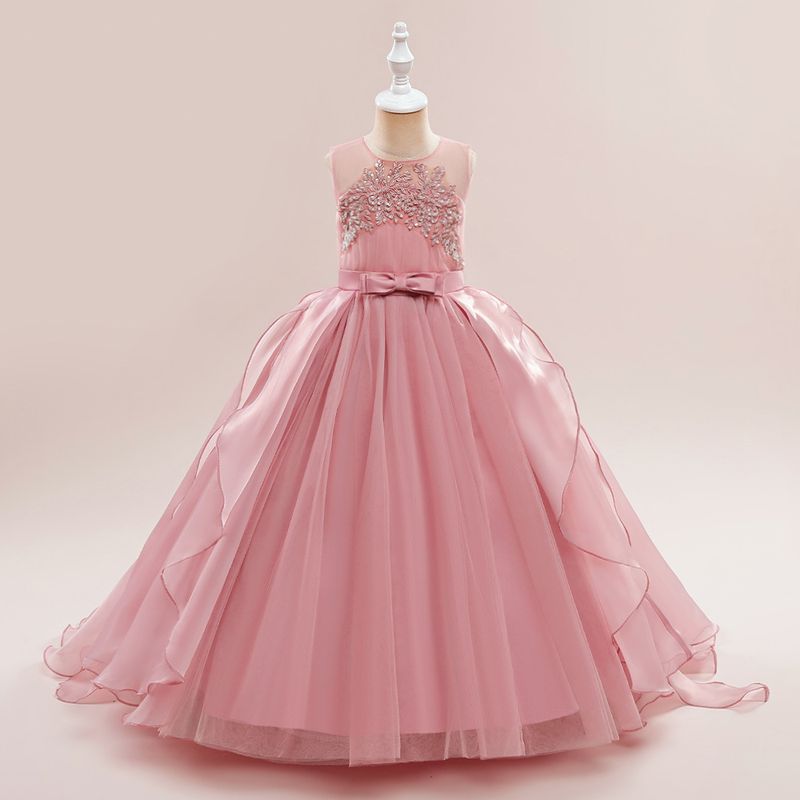 Mother & Kids children's dress fluffy yarn girl princess wedding dress banquet host evening dress catwalk piano performance costume_voghion.com