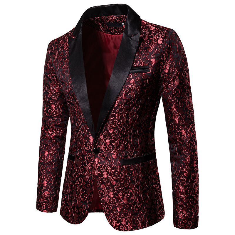 Giacca da abito formale con risvolto in stile jacquard da uomo, autunno inverno_voghion.com